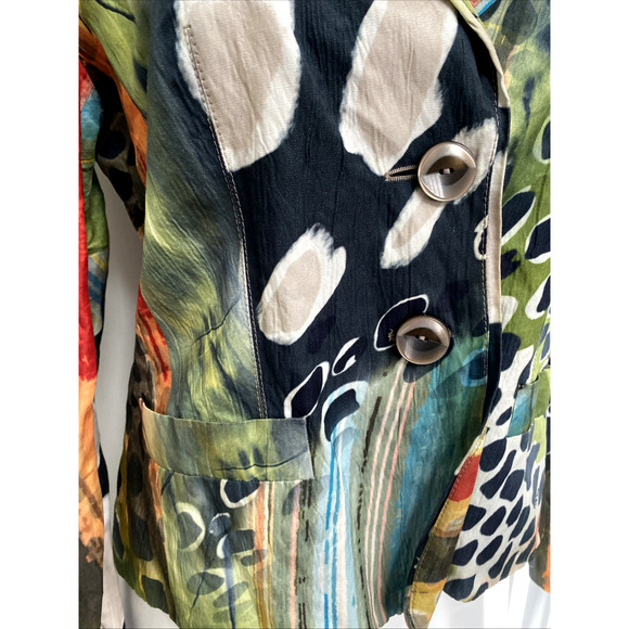 Escada Jacket Blazer Multi Color Two Button Abstract Animal Print 40 10 M - Picture 3 of 9